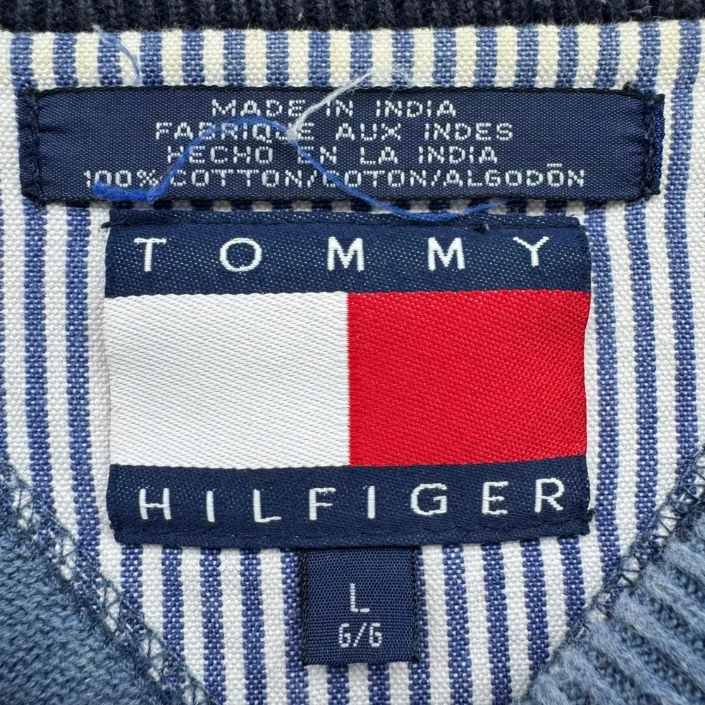 VTG Tommy Hilfiger Men's‎ L Blue Crew Neck Sweater Long Sleeve Pullover Casual